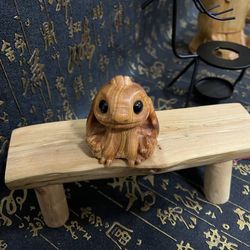 Taihang Cliff Baimu Stizi Handheld Wooden Carving Solid Wood Cute Doll Handheld Desktop Small Decoration