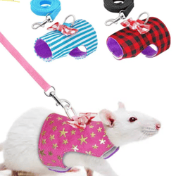Small Pet Harness: Hamster, Rabbit Bowtie, Striped Star Vest Leash