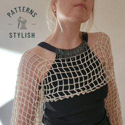 Mesh Bolero Shrug Top Pattern - Crochet Sweater Pattern - Trendy Mesh Crop Top
