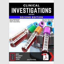 Clinical Investigations Theory Notes Medical Study MBBS, MD, MBChB, USMLE, PA & Nursing illustrated summaries