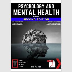 Mental Health and Psychiatry Notes Medical Study MBBS, MD, MBChB, USMLE, PA & Nursing Illustrated Summary