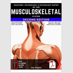 Musculoskeletal System Notes Medical Study MBBS, MD, MBChB, USMLE, PA & Nursing Illustrated Summary Anatomy & Physiology