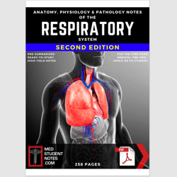 Respiratory System Notes Medical Study MBBS, MD, MBChB, USMLE, PA & Nursing Illustrated Summary Anatomy & Physiology