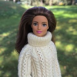 Cozy cream knit sweater for 11" Dolls (30cm) Barbie, Fashion Royalty, Poppy Parker, Integrity & other 1:6 fashion dolls