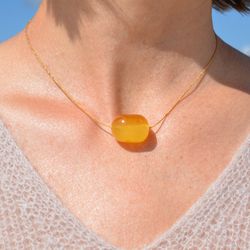 Amber choker necklace for women, natural Baltic amber, gift idea for women