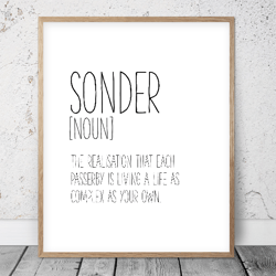 Sonder Printable Wall Art, Funny Definition Prints, Minimalist Home Decor, Classroom Posters, Gift Ideas, Office Office