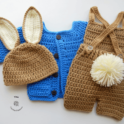 CROCHET PATTERN - Peter Rabbit Baby Costume | Bunny Photo Prop | Sizes Newborn - 12 months