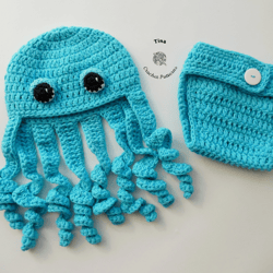 CROCHET PATTERN - Octopus Baby Set | Octopus Photo Prop | Baby Halloween Costume | Sizes 0 - 12 months