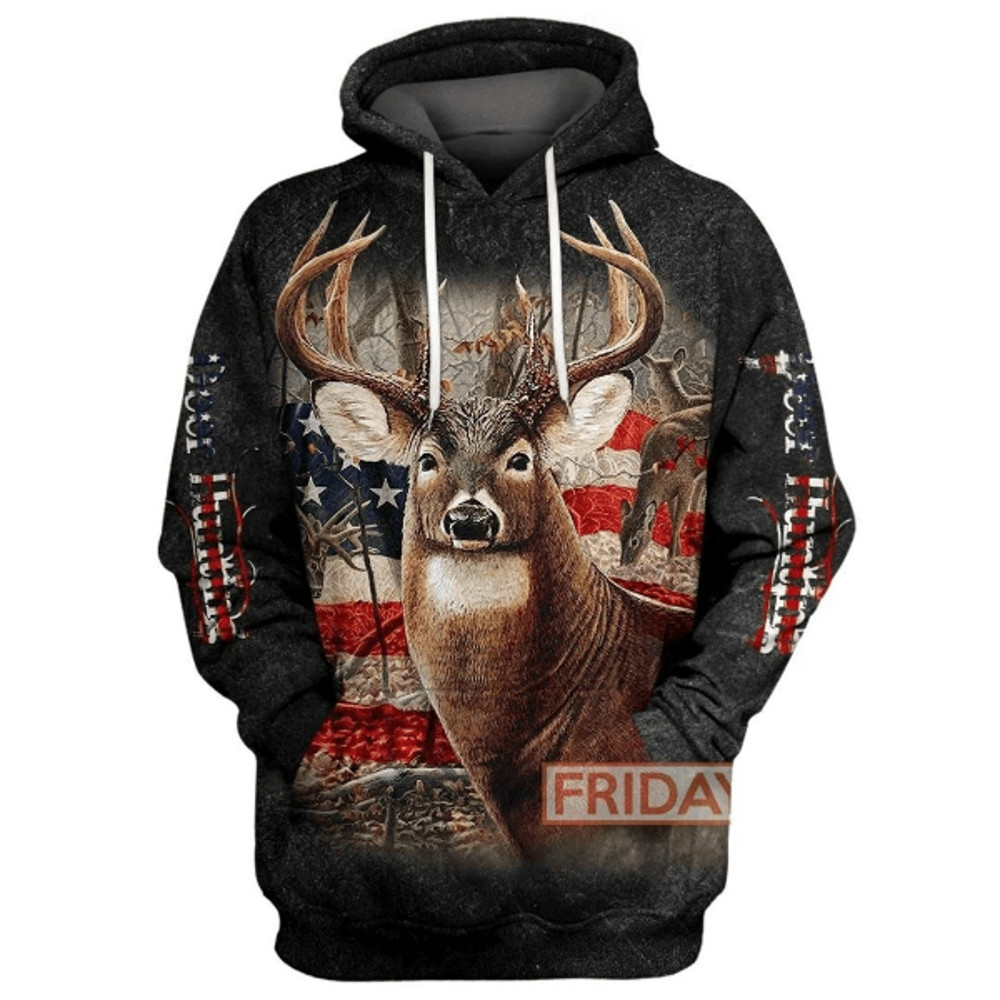 Deer Hunting All Over Print Hoodie Zip Hoodie Fleece Hoodie 3D, Deer Hunting Hoodie Zip Hoodie 3D 9