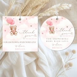 We Can Bearly Wait Pink Teddy Bear Baby Shower For Tags