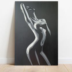 3D wood wall art, black and white female silhouette in minimalistic style