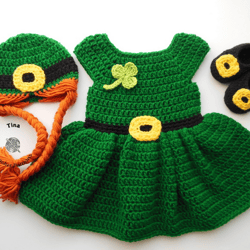 Crochet Miss Leprechaun Costume | Shamrock Dress | Baby Girl Costume | Baby Shower Gift | St Patrick Day