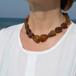 Raw Baltic amber healing necklace