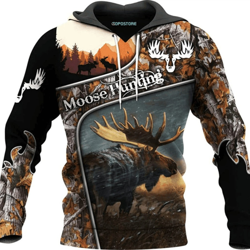 Moose Hunting All Over Print Hoodie Zip Hoodie Fleece Hoodie 3D, Moose Hunting Hoodie Zip Hoodie 3D 8.jpg