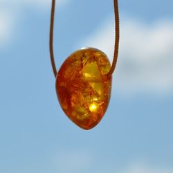 Baltic amber drop/ japanese silk cord choker necklace, gift for women