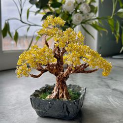 Miniature tree of life handmade yellow