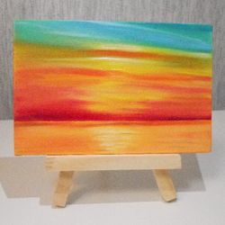 Oil painting of a sea sunset