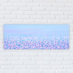 Original painting, pink painting, flower field, acrylic painting, wall decor, flower painting, nature painting, meadow
