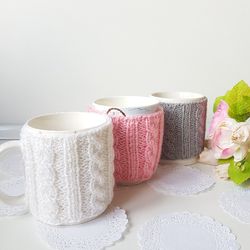 Knitting PATTERN sweater for mug Knit sweater cup with cable Easy directions instructions PDF Instant Download' Knitting