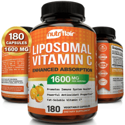Liposomal Vitamin C 1600mg, 180 Capsules Fat Soluble Vit Supplements