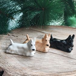 set - 3 figurines scottish terrier scottie porcelain