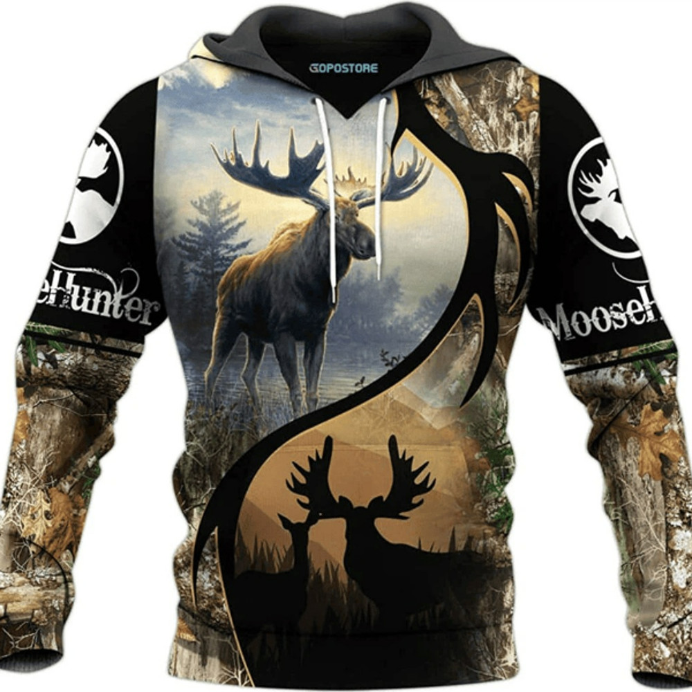 Moose Hunting All Over Print Hoodie Zip Hoodie Fleece Hoodie 3D, Moose Hunting Hoodie Zip Hoodie 3D 66.jpg