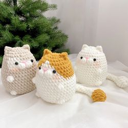 No sew 3in1 Chubby Cat Crochet Pattern Bundle, Plushie Amigurumi PDF File Tutorial in English