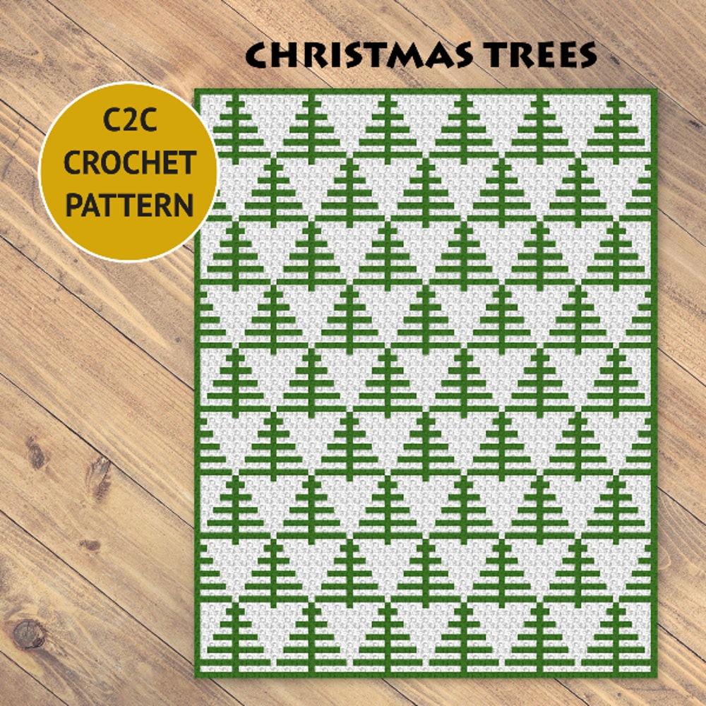 4. Christmas Trees crochet blanket pattern