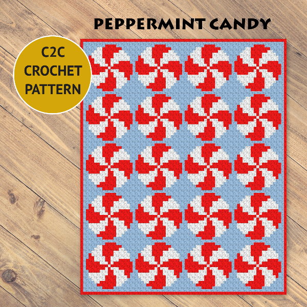 Peppermint Candy c2c Crochet Blanket Pattern | PDF | Digital | Inspire ...