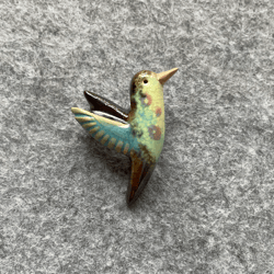 Ceramic Hummingbird. Brooch. Bird pin