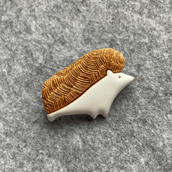 Ceramic Hedgehog Brooch. Ceramic Pin