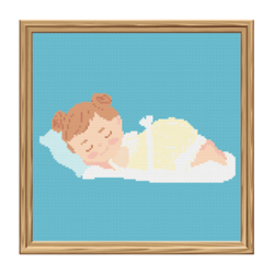 Cross Stitch Pattern Baby Wearing Baptism Gown Gift PDF Download