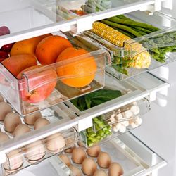 Refrigerator Drawer Organizer: Slide Tray for Eggs, Fruit, Vegetables - Kitchen Storage Solution