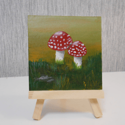 Oil painting. Mushroom fly agaric
