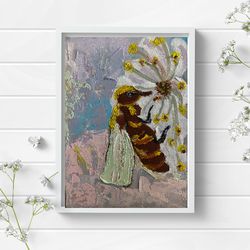 Bee oil on cardboard art