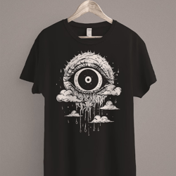 weirdcore eyeball in the clouds t-shirt | dreamcore aesthetic | grunge clothing | edgy trippy shirt | horror egirl cloth