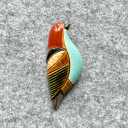 Ceramic Brooch. Bird pin.