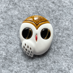 Ceramic Owl Pin. Bird Brooch