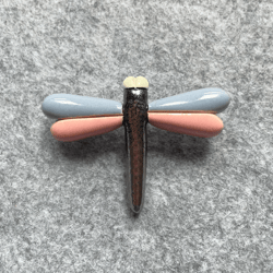 Ceramic Dragonfly Pin. Bird Brooch