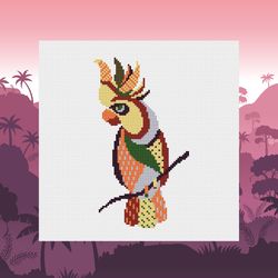 Cockatoo cross stitch pattern Tropical bird counted chart Parrot cross stitch PDF pattern Animal simple cross stitch