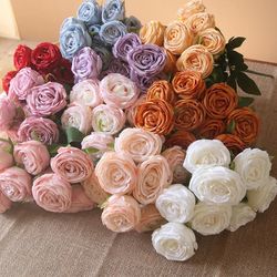 hot 7/10 heads rose bridal bouquet artificial flower diy wedding floral arrangement accessories christmas home decor pho