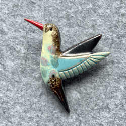 Ceramic Hummingbird Brooch.