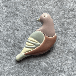 Ceramic Pigeon Pin. Dove Brooch