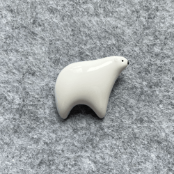 Polar Bear Ceramic Brooch. Animal Pin