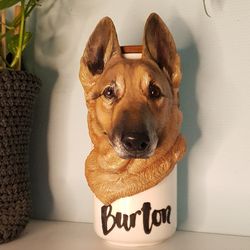 Custom dog urn, dog portrait, gift for dog lover.