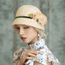 summer straw cloche hat- 1920s style-vintage