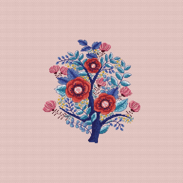 winter flowers cross stitch