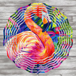 Pink Flamingo Wind Spinner, Tropical Wind Spinner Template, Neon Pink Wind Spinner