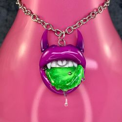 Polymer clay necklace Monster