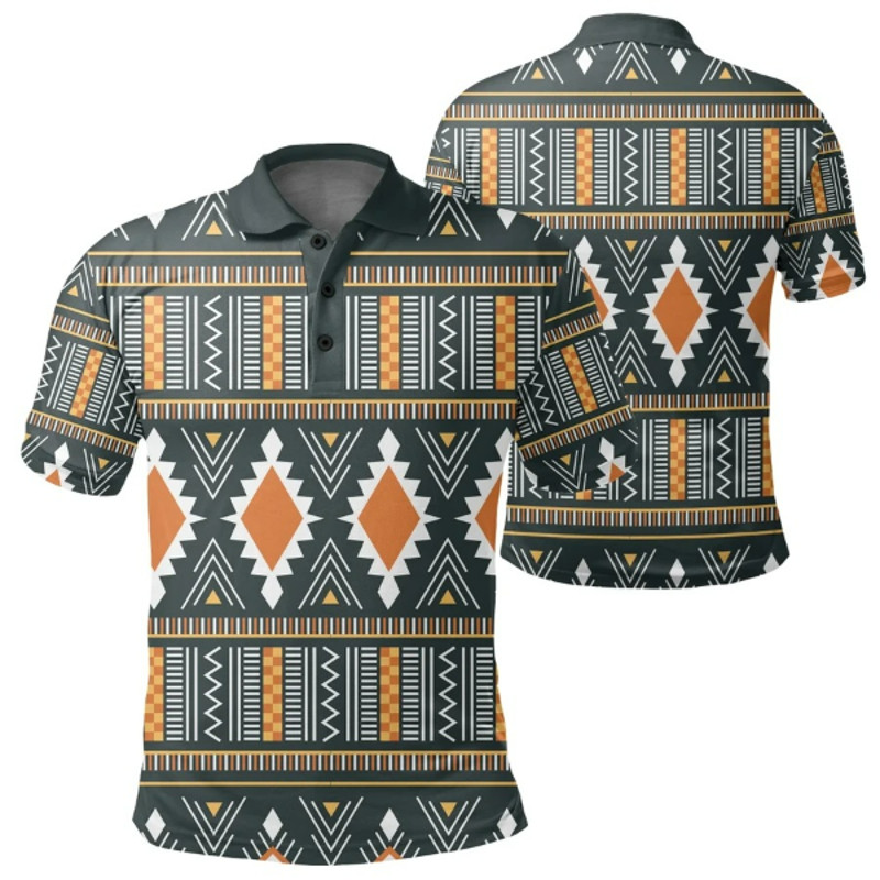 Kente Ashanti Geometric Polo Shirt, African Polo Shirt For Men Women